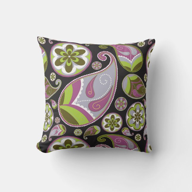 Almofada Padrão Paisley Roxo (Frente)