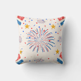 Almofada Padrão Patriótico de Pop de Gelo e Fireworks | Ver