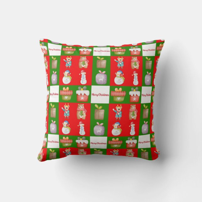 Almofada Padrão perfeito com ilustração do tema de Natal (Verso)