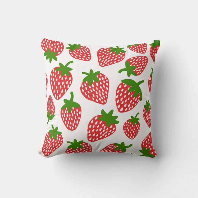 Almofada Padrão perfeito de Strawberrie. Ilustração Vintage (Frente)