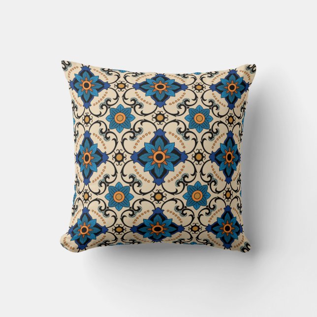 Almofada Padrão perfeito de vinheta. Ornamento étnico color (Frente)