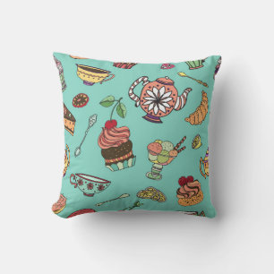 Almofada padrão perfeito de vintage com bolos
