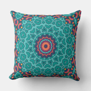 Almofada Padrão perfeito do estilo persa azul e rosa