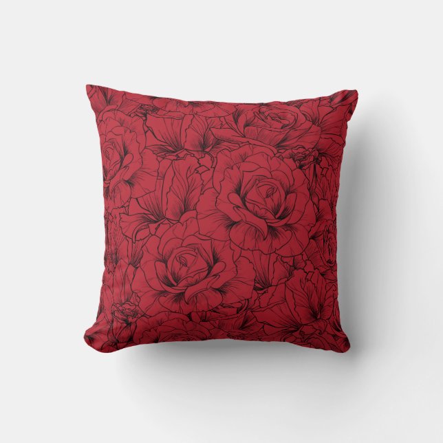 Almofada padrão perfeito do rosa vermelha  (Frente)