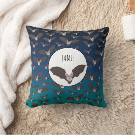 Almofada Padrão Personalizado de Bat de Spooky Cute