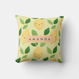 Almofada Padrão personalizado de limão sorridente de gralha