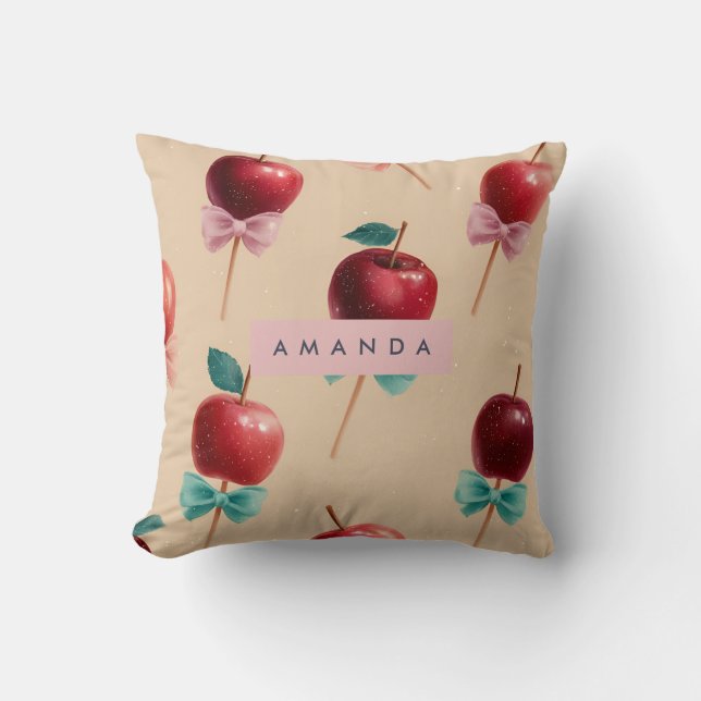Almofada Padrão Personalizado De Maçã Doces Encantada (Frente)