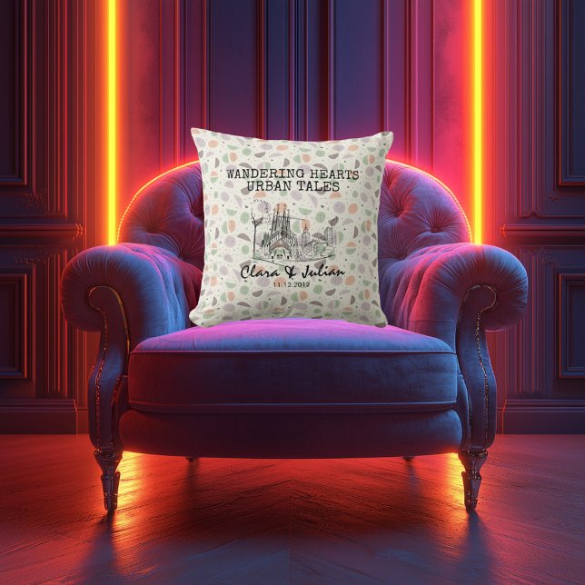 Almofada Padrão Personalizado de Ponto de Leafy do Skyline  (Criador carregado)