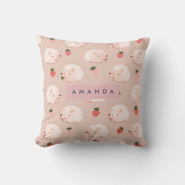 Almofada Padrão personalizado de porco doce e morango (Frente)