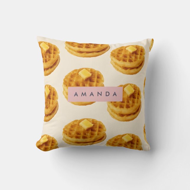 Almofada Padrão personalizado do café da manhã de Waffle (Frente)