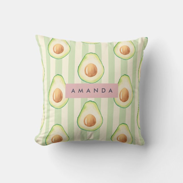 Almofada Padrão personalizado Kawaii Avocado (Frente)