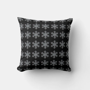 Almofada Padrão preto de neve prateada