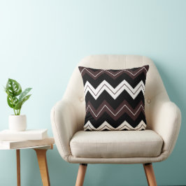 Almofada Padrão Preto de Stripe de Chevron Brown