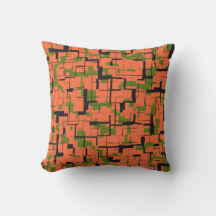 Almofada Padrão Preto Laranja Verde da Camo Digital