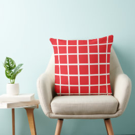 Almofada padrão quadrado vermelho com bordas brancas