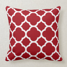 Almofada Padrão Quadri foliado Vermelho e Branco de Cranber