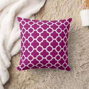 Almofada Padrão Quatrefoil Magenta Designs brancos socialit