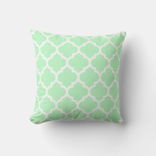 Almofada Padrão Quatrefoil Marroquino Branco Menta #5