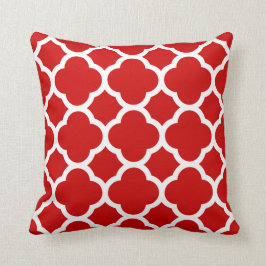 Almofada Padrão Quatrefoil Vermelho e Branco