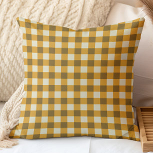 Almofada Padrão quente de Gingham de outono em tons de terr