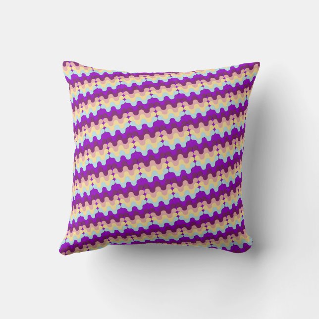 Almofada Padrão Retro Groovy Ondulado Roxo e Amarelo (Verso)