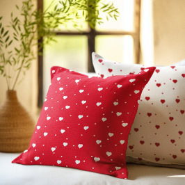 Almofada Padrão Reversível de Corações Branco e Vermelho