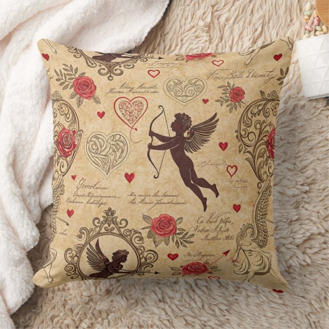 Almofada Padrão Romântico do Cupido Vintage (10) (Cobertor)