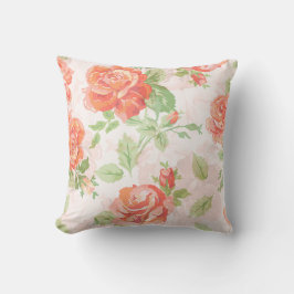 Almofada Padrão rosa clássico laranja