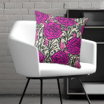 Almofada Padrão Rosa de inspirado no grafite do  preto-e-ro<br><div class="desc">Padrão rosa,  preto e esbranquiçado com rosas com contornos pretos</div>