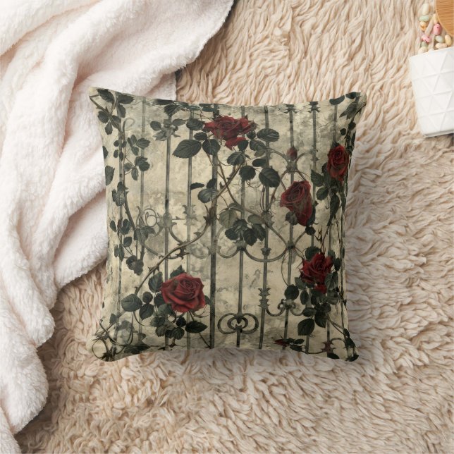 Almofada Padrão Rosa de Jardim Gótico Vitoriano (Cobertor)