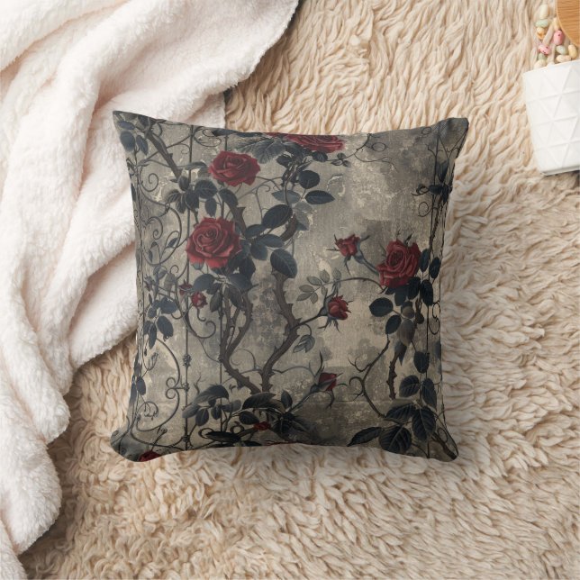 Almofada Padrão Rosa de Jardim Gótico Vitoriano (Cobertor)