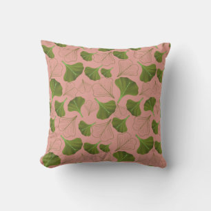Almofada Padrão Rosa Folha Gingko Floral