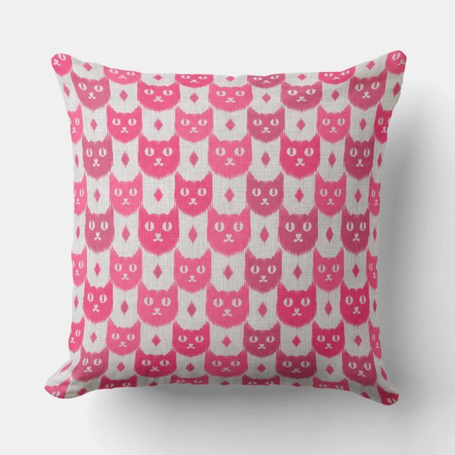 Almofada Padrão rosa icat ikat (Frente)