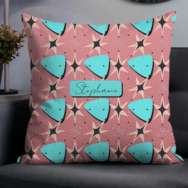 Almofada Padrão Rosa Moderno do meio século (Criador carregado)