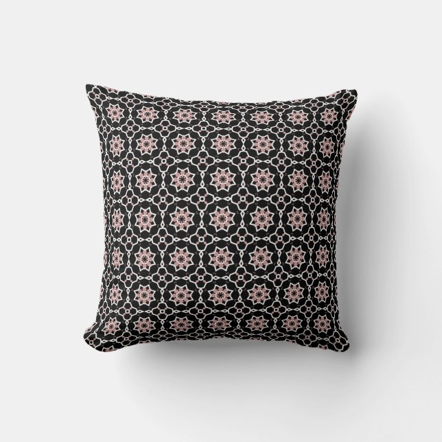 Almofada Padrão rosa preto e branco (Frente)