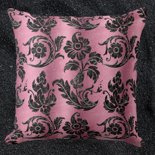 Almofada Padrão Rosa Vintage Black Floral Damask