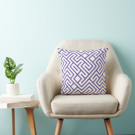 Almofada Padrão Roxo de Linhas de Labirinto Minimalista