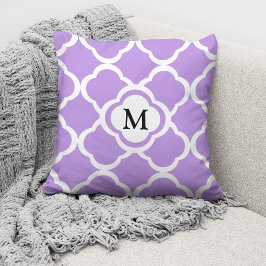 Almofada Padrão Roxo de Monograma Elegante