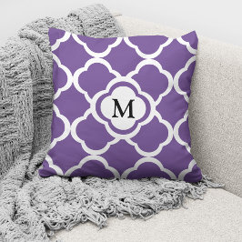 Almofada Padrão Roxo Monograma Moderno