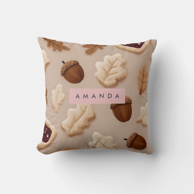 Almofada Padrão Russo Personalizado Acorn & Oak Leaf (Frente)