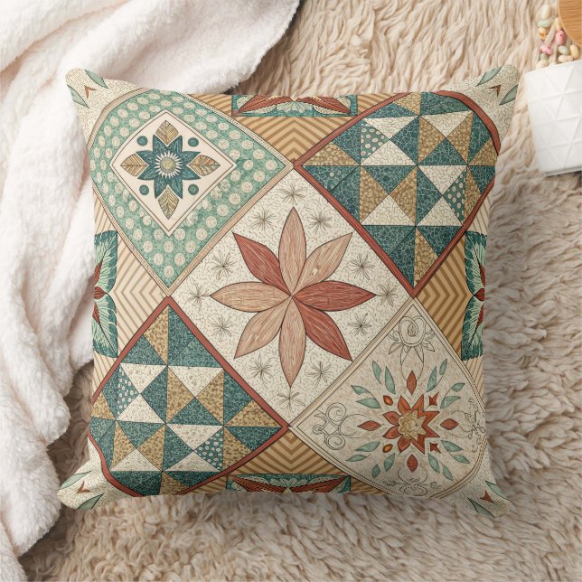 Almofada Padrão Rustic Diamond Patchwork - Geométrico (Cobertor)