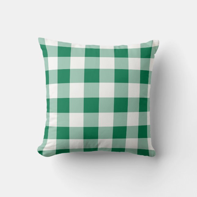Almofada Padrão Seamless Xadrez Verde Clássico (Frente)