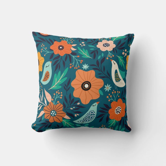 Almofada Padrão sem costura com ornamento floral (Frente)