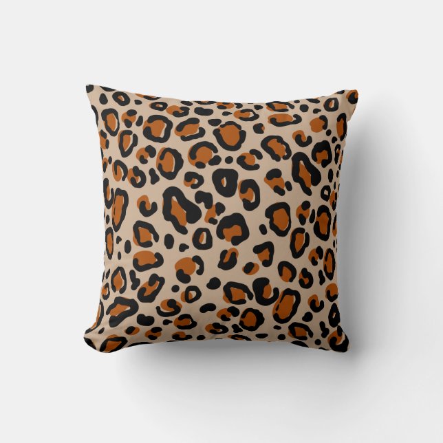 Almofada Padrão sem costura de peles de leopardo (Frente)