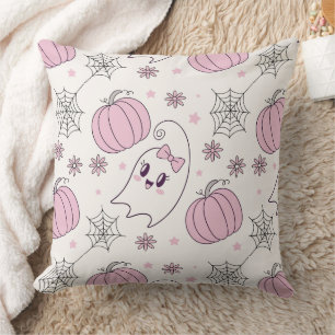 Almofada Padrão sem soldadura do Pastel Pink Halloween (4)