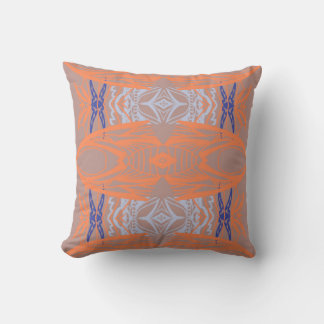 Almofada Padrão Simétrico Abstrato Laranja Azul Coral