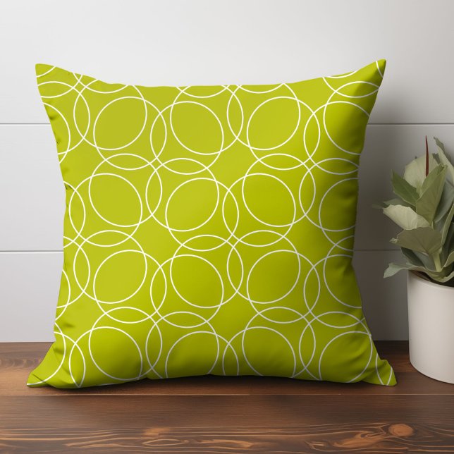 Almofada Padrão Simples Moderno (geometric circle pattern throw pillow home decor in light green)