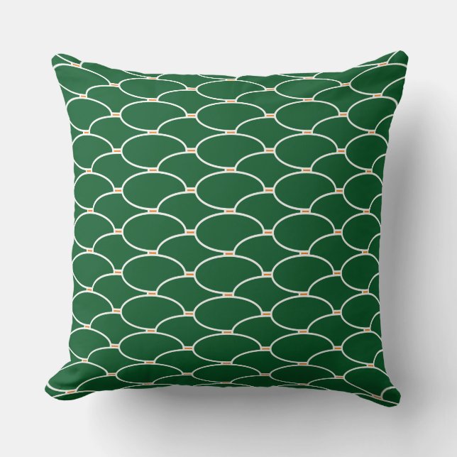 Almofada Padrão sofisticado de ondas de punção verde escura (Frente)