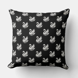 Almofada Padrão Swan - Branco sobre Preto