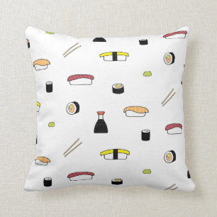 Almofada Padrão Themed Sushi  Sushi Set Branco Ilustrado